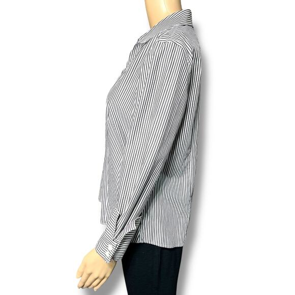 Calvin Klein Womens Non Iron Button Down Dress Shirt Top Blouse Striped Large - Picture 4 of 10